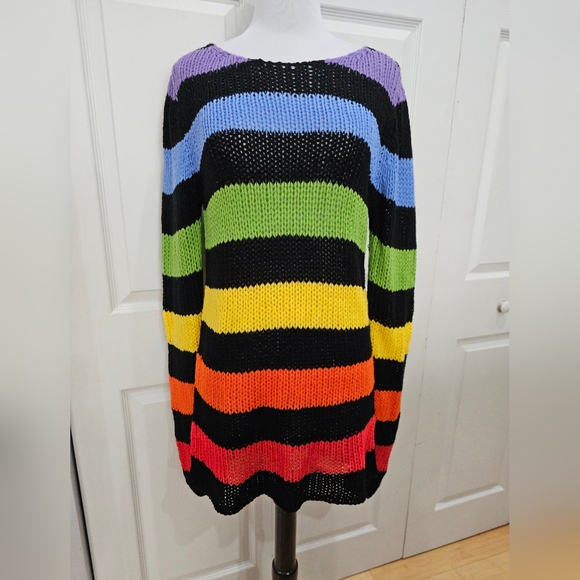 Dolls Kill Sweaters - Dolls Kill Rare Delia's More Smores Knit Black Rainbow Pride Sweater Top NWT